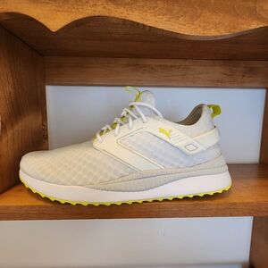 Men's White and Yellow Athletic Shoes